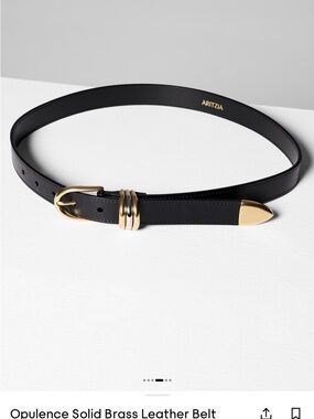 Aritzia Black Leather Belt with Gold and Silver Hardware